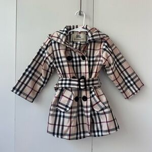 Burberry Kids Checkered Hooded Jacket - Beige and Black - small